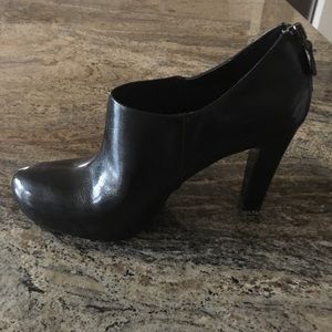 High heeled leather booties